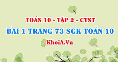 Bài 1 trang 73 SGK Toán 10 tập 2 Chân trời sáng tạo